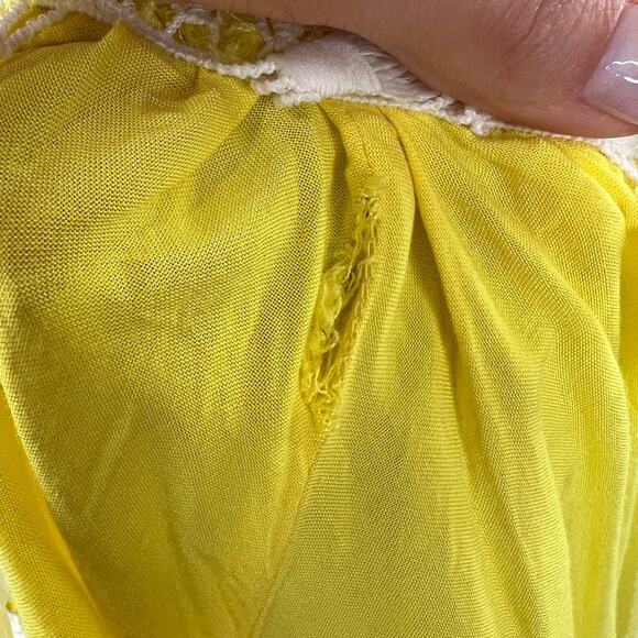 VENUS Yellow White Boho Tassel Strappy Cold Shoulder Swim Beach Cover Up Dress S - Picture 7 of 12